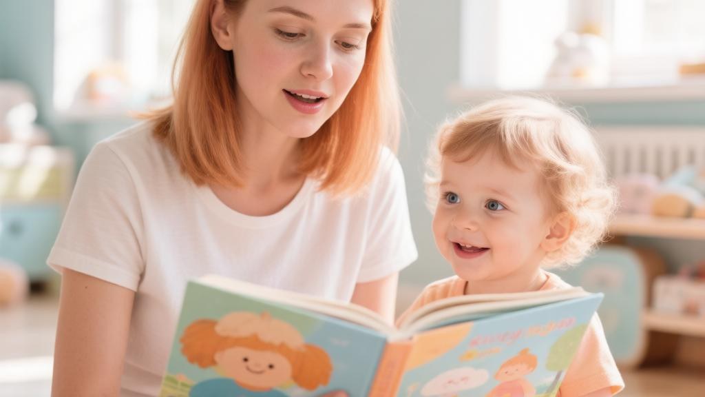 Мама читает книгу годовалому ребёнку в 1 год